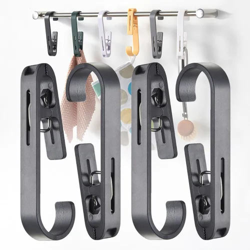 Miniatura 15 de iBetterLife Alfileres de ropa resistentes para exteriores, 8 ganchos grandes para ropa sucia con clips, abrazaderas organizadoras de armario