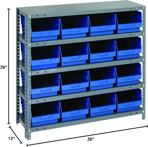 Miniatura 454 de Quantum QSBU-245BK Heavy Duty Shelving Unit with (7) Shelves and (24) QUS245 Black Bins for Garage Warehouse Storage Distribution 400 lb Load