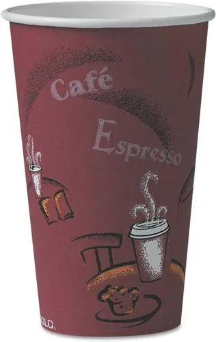 Miniatura 3 de SOLO Cup Company 316SI Bistro Design - Vasos para bebidas calientes, papel, 16 onzas, granate, 20 paquetes de 50 unidades (caja de 1000)