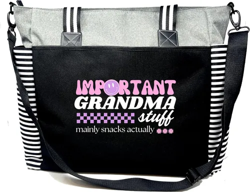 Miniatura 139 de Brooke & Jess Designs Bolso de mano para la abuela – Bolso de lona resistente con cremallera y bolsillo interior para la abuela para uso diario