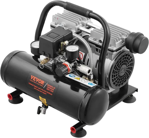 Miniatura 9 de VEVOR Compresor de aire, tanque de acero de 1 galón, compresor de aire libre de aceite de 1 HP 1.5 CFM a 90 PSI y presión máxima de 120 PSI