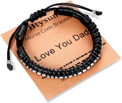 Miniatura 34 de Regalos inspiradores para hombres, pulseras con código morse, pulseras para hombre, regalos de graduación para él, Día del Padre, pulsera de cuero