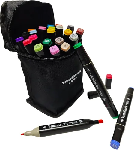 Juego de marcadores de alcohol de 24 colores de doble punta, bolígrafos de pintura para libros de colorear, marcadores permanentes para dibujo de