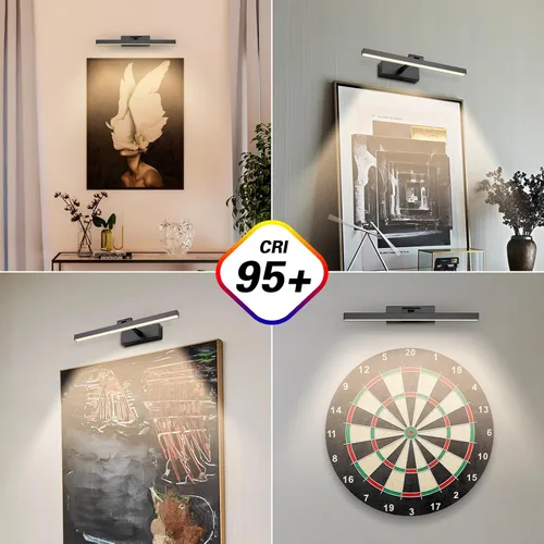 Miniatura 2 de Joosenhouse Luz para Cuadros Inalámbrica Operada por Batería Luz de Galería con Control Remoto Luces de Pared Recargables Negras 15.35" Regulable
