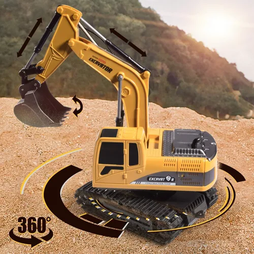Miniatura 3 de Juguete de excavadora de construcción, camión excavador de ingeniería de juguete para niños, auto hidráulico recargable con control remoto