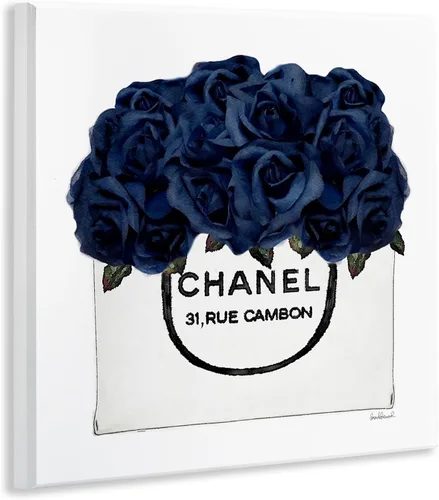 Miniatura 2 de Stupell Industries Elegante bolso de moda con rosas azul marino en glamour, diseñada por Amanda Greenwood, placa de pared, 12 x 12 pulgadas