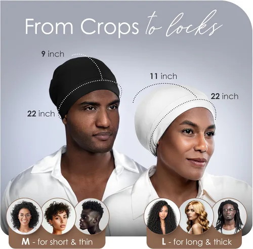 Miniatura 6 de CAPLORD Gorro de satén para dormir, envoltura de pelo rizado para hombres, gorros de seda ajustables para mujeres, gorro de seda para el cabello