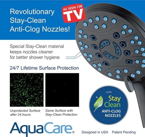 Miniatura 5 de Hotel Spa AquaCare Visto-En-TV Cabezal de regadera de mano y lluvia de alta presión de 50 modos de 3 vías con jets anti-obstrucción, modo de 2 tubos