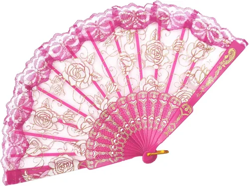 Miniatura 18 de EOSAU Abanicos plegables chinos de mano de encaje para mujer, plegables a granel para fiestas, bodas, iglesias, bailes (10 colores mezclados 01)
