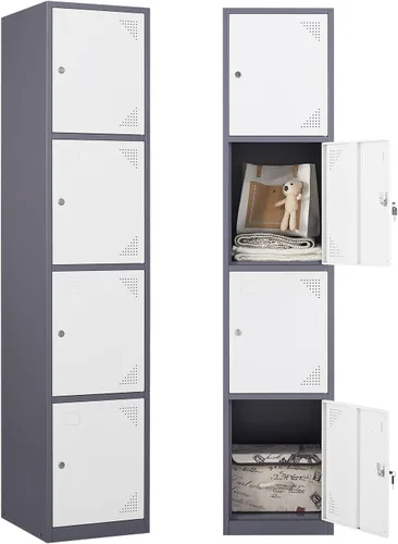 Miniatura 11 de PEUKC Armario de almacenamiento de metal, armario de almacenamiento de 71 pulgadas de alto para empleados, gabinete de acero con cerradura y llaves