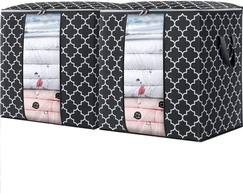 Miniatura 8 de WISELIFE Bolsas de Almacenamiento [3 Unidades/100L] Contenedores Grandes de Organización y Almacenamiento de Mantas y Ropa para Edredones, Ropa