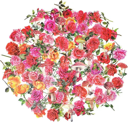 Miniatura 8 de Juego de calcomanías de flores – 140 piezas naturales de hongos florales botánicos, autoadhesivos, álbumes de recortes, calcomanías decorativas