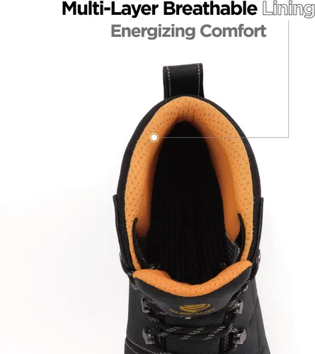 Miniatura 6 de SUREWAY Botas de trabajo para hombre de 6 pulgadas, suaves, impermeables, ligeras, impermeables, de cuero, con cordones, resistentes al