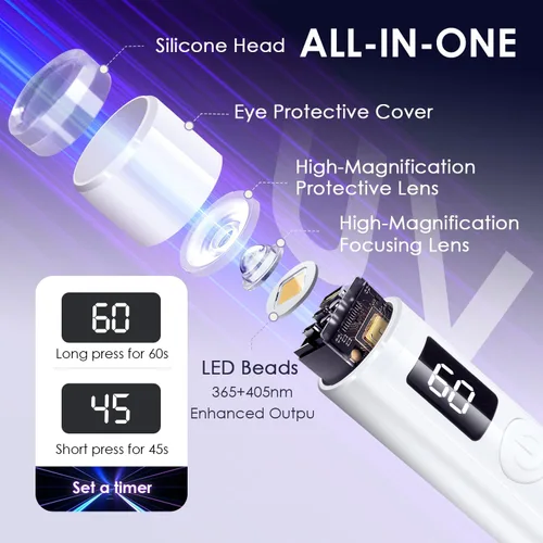 Miniatura 4 de Mini luz UV para uñas, luz UV de mano pequeña rosa portátil para uñas de gel, lámpara de curación flash recargable inalámbrica, lámpara de gel