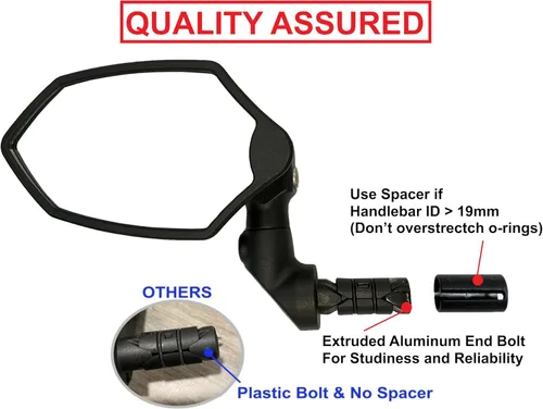 Miniatura 3 de Hafny Nuevo espejo de bicicleta con extremo de barra, lente de vidrio HD, ajustable y giratorio, espejo retrovisor seguro para bicicleta, resistente