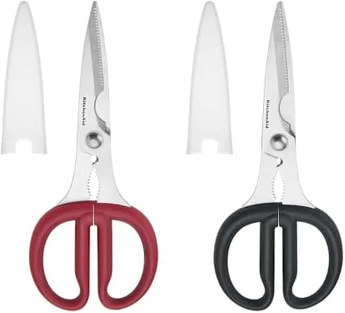 Miniatura 10 de KitchenAid Tijeras de cocina multiusos con funda protectora, tijeras de acero inoxidable duraderas, aptas para lavavajillas, mango cómodo de agarre