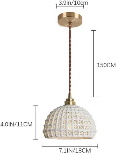 Miniatura 7 de Lámpara colgante retro de granja con pantalla de cerámica blanca, accesorios de iluminación de techo para cocina, isla, dormitorio, sala de estar