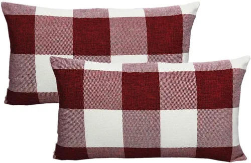 Miniatura 15 de VAKADO Fundas de Almohada Decorativas Rosas para San Valentín 16x16 Juego de 2 Buffalo Día de San Valentín Decorativas Gingham Casa de Campo Cuadros