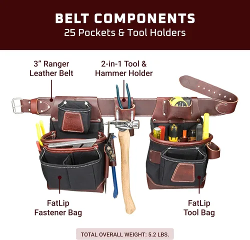 Miniatura 3 de Occidental Leather FatLip - Juego de bolsas para herramientas, tamaño XL, 25 bolsillos y soportes para herramientas, fabricado en Estados Unidos