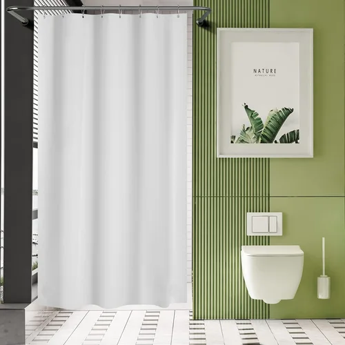 Miniatura 14 de AmazerBath - Cortina de ducha de plástico, 70 x 72 pulgadas, cortina de ducha esmerilada de plástico, impermeable, pesada, gruesa, con 3 piedras