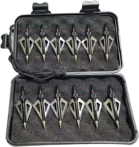 Miniatura 2 de 3 cuchillas de caza de 100/125 granos, cabezas de flecha atornilladas, puntas de flecha compatibles con ballesta y arco compuesto + 1 estuche