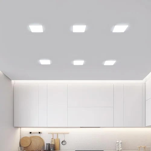 DELIPOP Paquete de 6 luces LED empotrables cuadradas de 4.72 pulgadas, 6500 K ultra delgada sin marco, luz de techo de panel delgado de 20 W para
