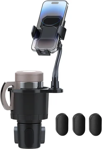 Belinous Expansor de portavasos para automóvil con soporte para teléfono, soporte para teléfono de automóvil 2 en 1 y adaptador de portavasos con