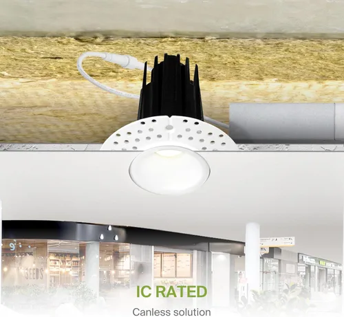 Miniatura 7 de ASD Luces LED empotrables sin moldura de 1 pulgada, 7W 120V Triac redondas para uso comercial, iluminación regulable sin lata para techo con caja