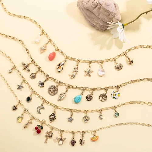 Miniatura 6 de Collar de bricolaje de rosa Rambling de 14 quilates, collares con colgante de concha de oro playa junto al mar