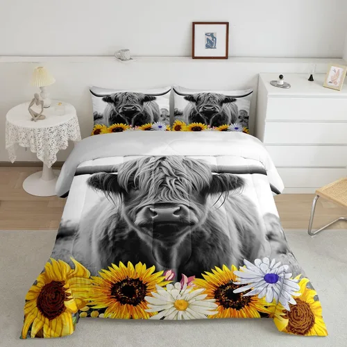 Miniatura 29 de Erosebridal Juego de edredón tamaño individual de animales del bosque, juego de ropa de cama de oso marrón para niños y niñas, edredón de plumón