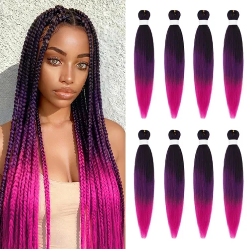Miniatura 108 de 8 paquetes de extensiones preestiradas - 16 pulgadas de cabello trenzado premium, 55G/paquete, sin picazón, fijación en agua caliente, textura Perm