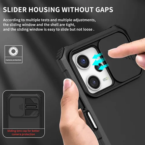 Miniatura 4 de Asuwish Funda de teléfono para Xiaomi Poco X5 Pro/Redmi Note 12 Pro 5G con protector de pantalla de vidrio templado y cubierta de cámara deslizante