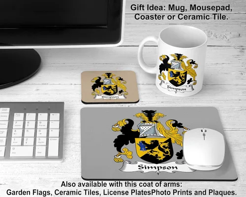 Miniatura 2 de Carpe Diem Designs - Taza de cerámica para café y cacao con escudo de Simpson Family Crest, de 11 onzas, fabricada en los Estados Unidos.