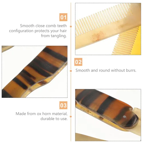 Miniatura 3 de Peine de pelo plegable de bolsillo con cuerno de buey, peine portátil antiestático, evita la pérdida de cabello, para mujeres, hombres, viajes, uso