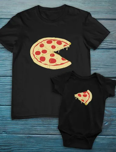 Miniatura 4 de Tstars Pizza Pie & Slice Daddy and Me - Conjunto de camisas a juego para el día del padre, papá, bebé