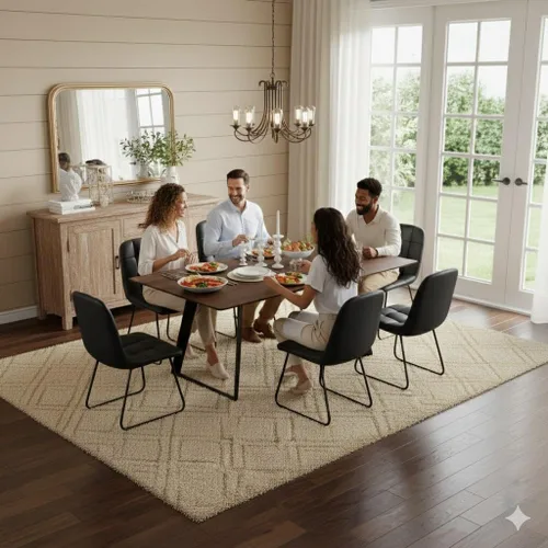 Miniatura 23 de ZckyCine Mesa de Comedor Moderna de Mediados de Siglo y Sillas para 4 Rectangular de Madera Expandible que Ahorra Espacio Multifuncional Marrón