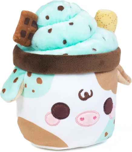 Miniatura 5 de Cuddle Barn PlushGoals Mooshake con chispas de chocolate menta Juguete de peluche súper suave con aroma kawaii, 7 pulgadas