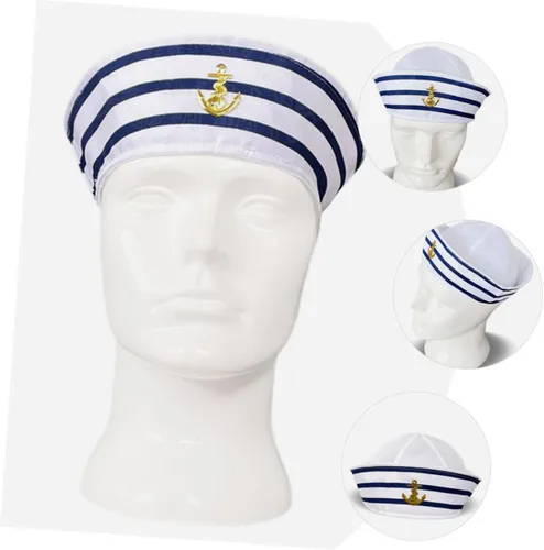 Miniatura 8 de Sombrero de capitán para hombres y mujeres y sombrero de marinero a rayas, accesorio de cosplay para fiestas en barcos, escenarios y eventos