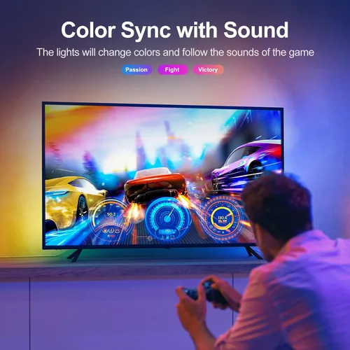 Miniatura 2 de Tira LED para TV, luces LED RGB inteligentes de 3.28 pies para televisores de 24 a 32 pulgadas, sincronización de música, aplicación Bluetooth