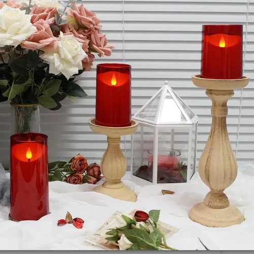 Miniatura 6 de NURADA Velas sin llama con temporizador remoto: juego de velas falsas de pilar LED de mecha 3D que funcionan con pilas para bodas, cumpleaños, día