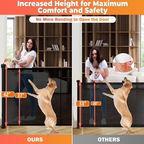 Miniatura 2 de Puertas retráctiles para bebés de 19.7 pies Puerta para perros - 236" Puerta de seguridad infantil extra ancha expandible, 37" de alto Puerta
