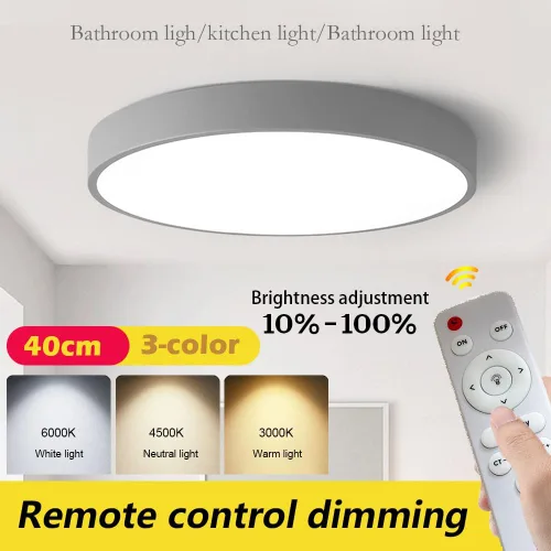 Miniatura 4 de Led Ceiling Lamp - Remote Control Light Fixture, Grey, 16" 24w Flush Mount, Suitable for Bedroom, Hallway, Balcony, Office, Bathroom - 3000k-6000k