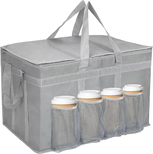 Miniatura 8 de Bolsas enfriadoras plegables con aislamiento y cierre de cremallera, reutilizables para mantener la comida caliente o fría