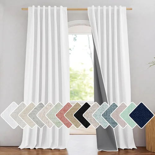 Miniatura 10 de NICETOWN Cortinas 100% opacas de 63 pulgadas de largo, 2 paneles de cortinas cortas con aislamiento térmico con forro para dormitorio, cortinas