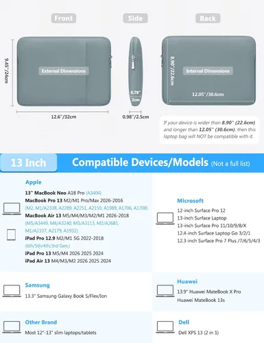 Miniatura 6 de HYZUO Juego de bolsas para laptop de 13 pulgadas para MacBook Air 13 M5/M4/M3/M2/M1 A3449 2026-2018, MacBook Neo 2026 A3404 de 13 pulgadas, MacBook