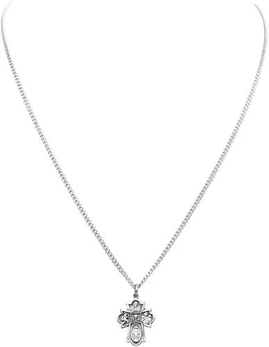 Miniatura 3 de Rosemarie Collections Collar con colgante de cruz de cuatro vías para la primera comunión religiosa con tarjeta de oración, 18 pulgadas, Metal, N A