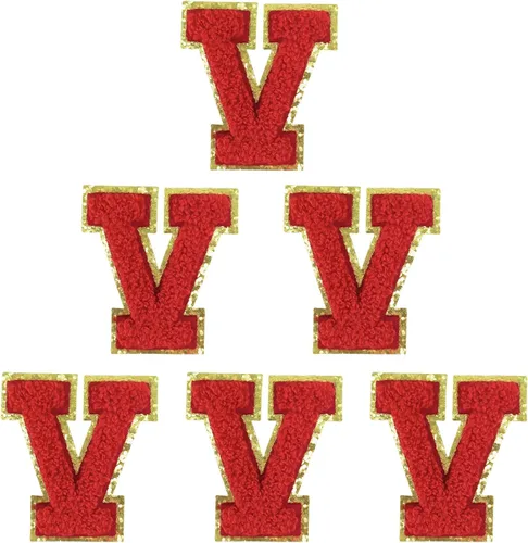 Miniatura 10 de 6 piezas de parches de letras de chenilla autoadhesivas, parches de letras preppy de 2 pulgadas para bolsos, ropa y sombreros, grandes pegatinas