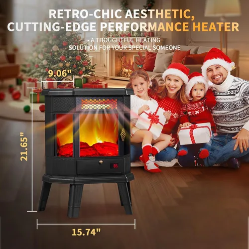 Miniatura 8 de Calentador de Chimenea Eléctrica de 22 pulgadas Chimenea Independiente Estufa Chimenea Infrarroja RealSmart con Efecto de Llama 3D, Control Remoto