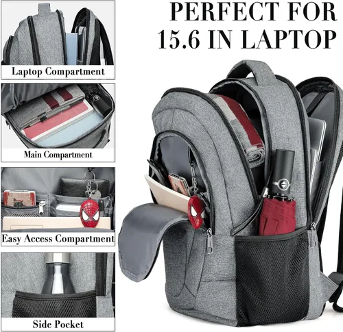 Miniatura 2 de BIKROD Mochila de viaje para laptop para hombres y mujeres, mochilas para la escuela, adolescentes, niños, negocios, antirrobo, mochila delgada