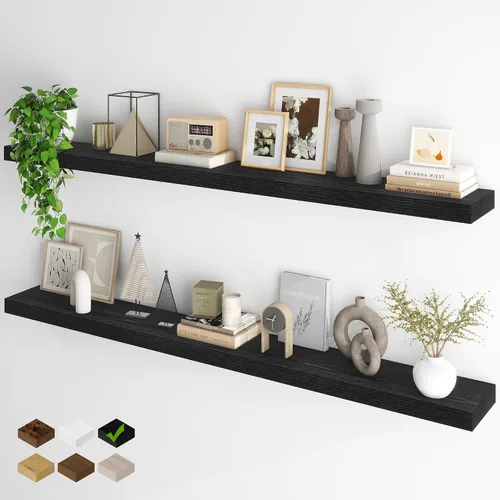 Miniatura 82 de Fun Memories Estantes flotantes para pared, estantes flotantes de 48 pulgadas de largo, juego de 1, estante colgante con soportes invisibles